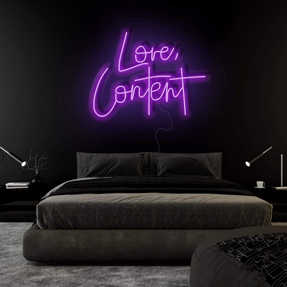 "Love,Content" Neonschild Sign Schriftzug - NEONEVERGLOW