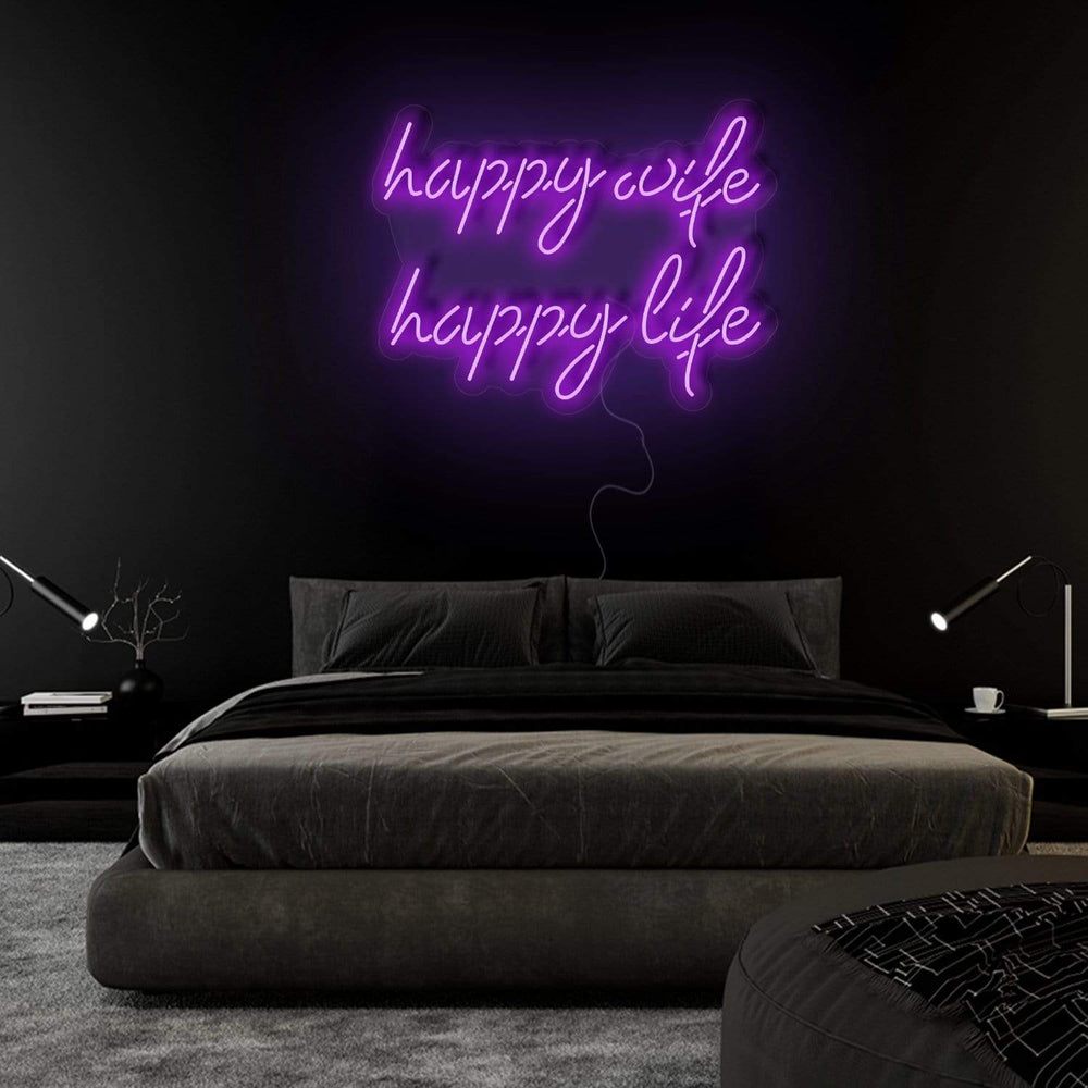 "Happy Wife Happy Life" Neonschild Sign Schriftzug - NEONEVERGLOW