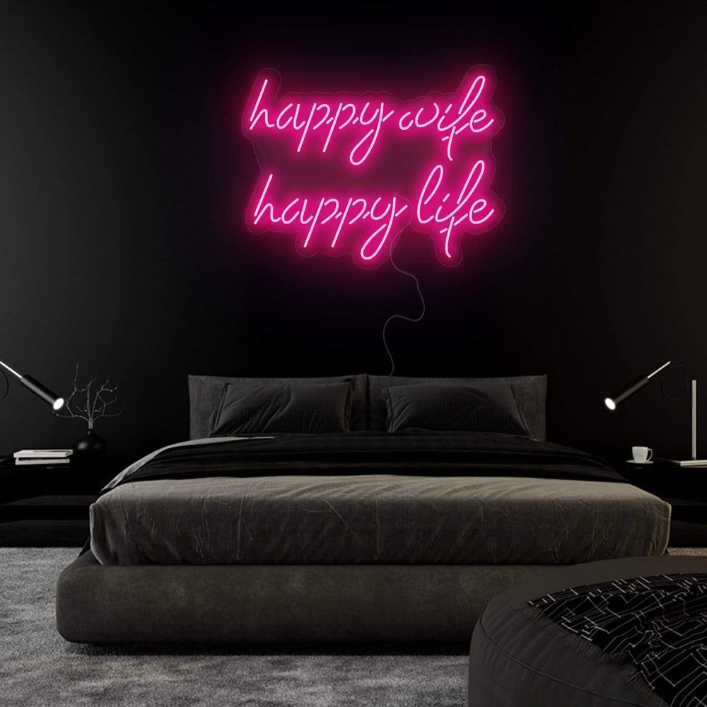 "Happy Wife Happy Life" Neonschild Sign Schriftzug - NEONEVERGLOW