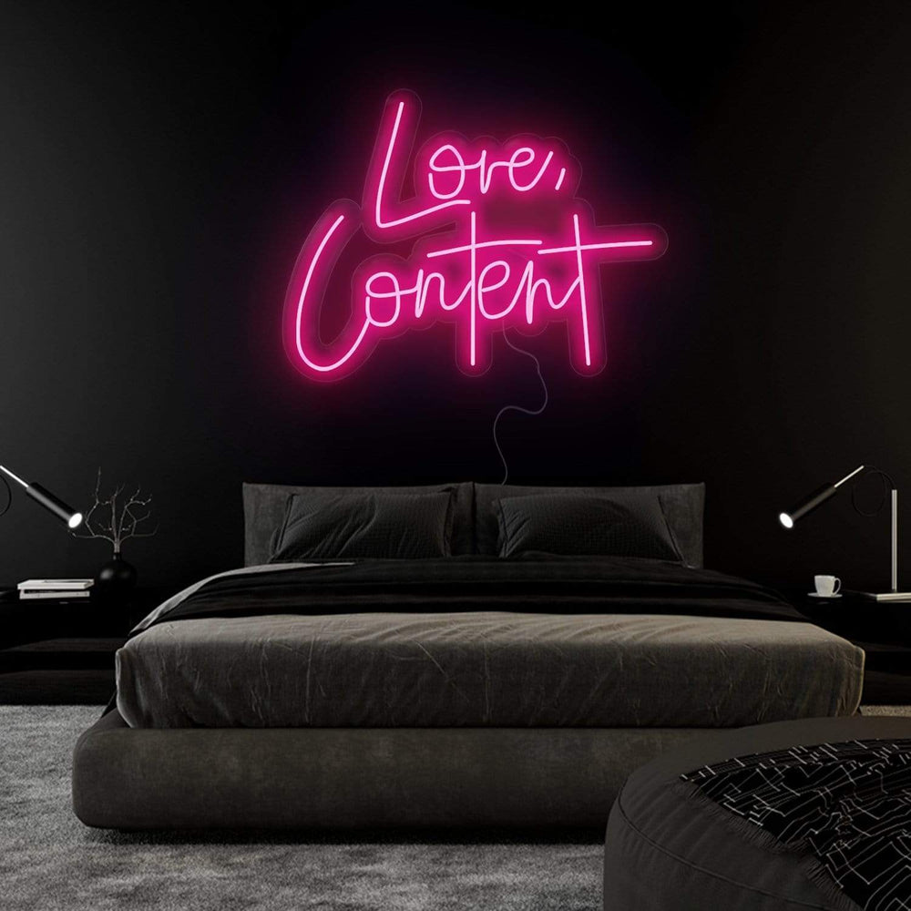 "Love,Content" Neonschild Sign Schriftzug - NEONEVERGLOW