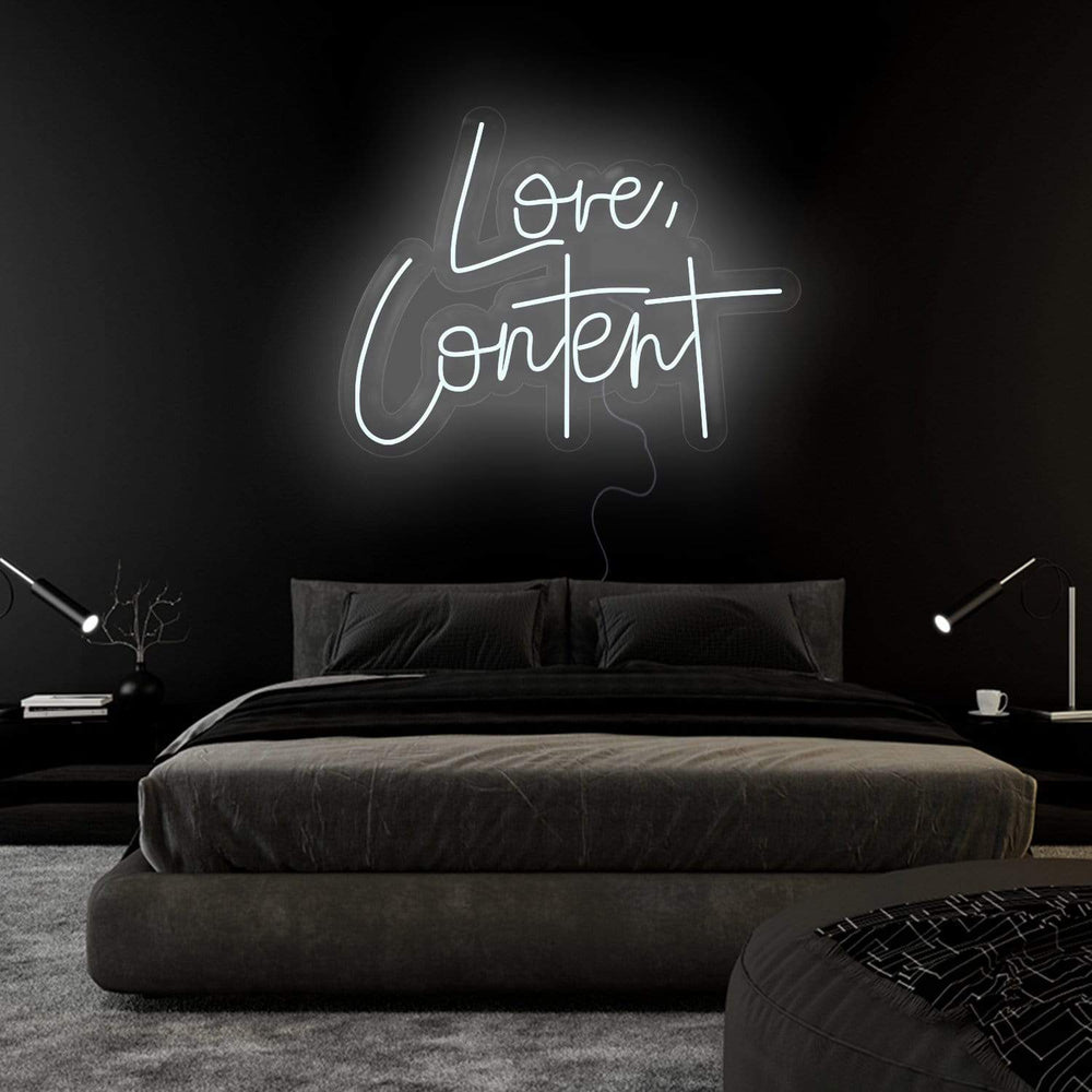 "Love,Content" Neonschild Sign Schriftzug - NEONEVERGLOW