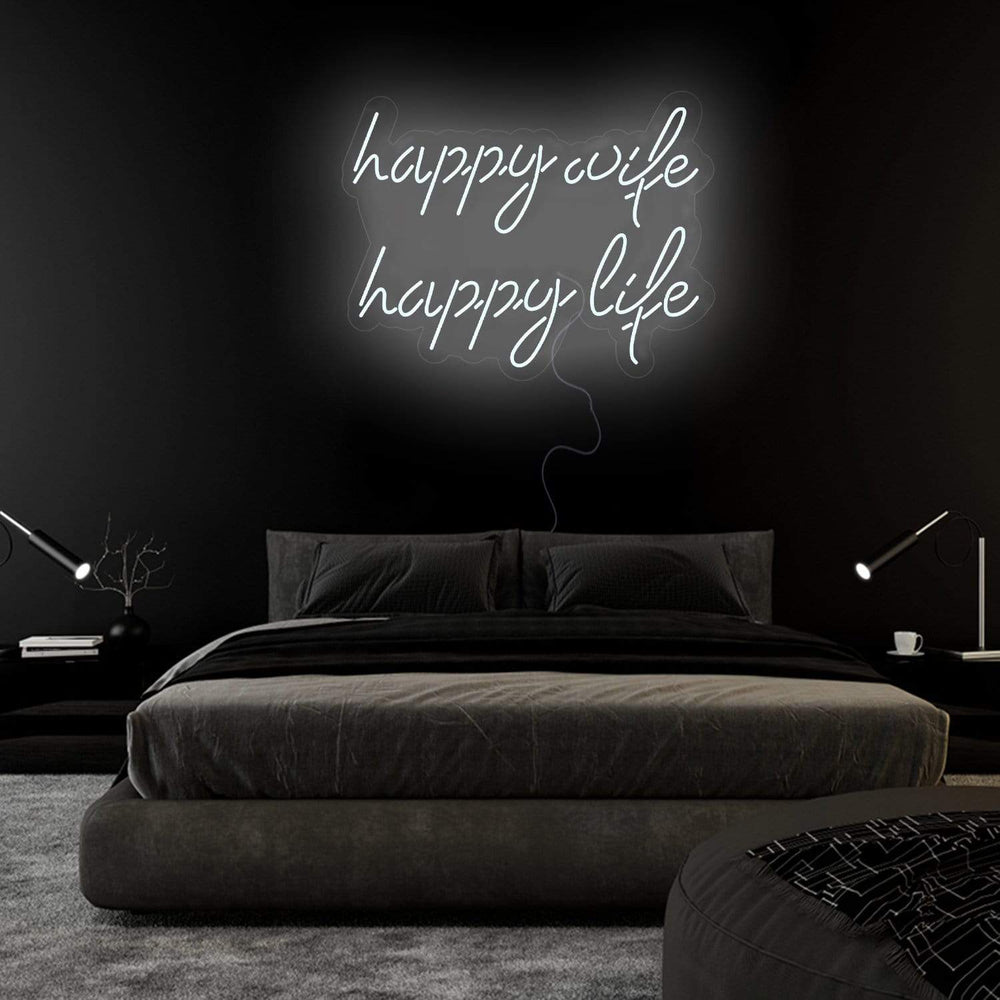 "Happy Wife Happy Life" Neonschild Sign Schriftzug - NEONEVERGLOW