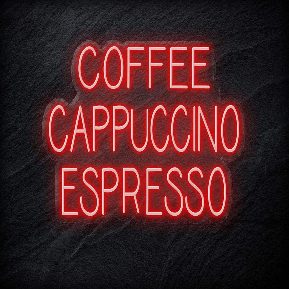 "Coffee Cappuccino Espresso" Neon Schriftzug - NEONEVERGLOW