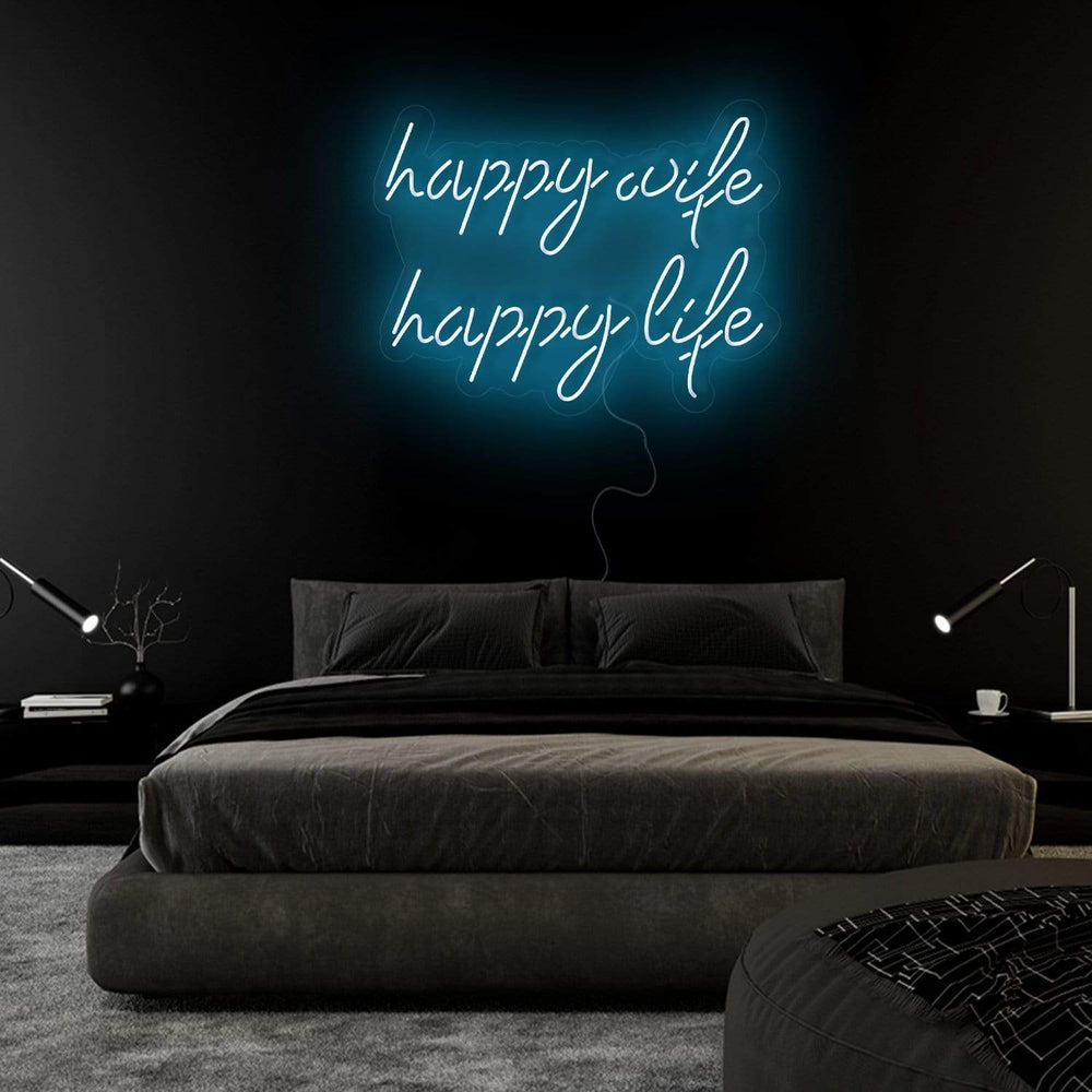 "Happy Wife Happy Life" Neonschild Sign Schriftzug - NEONEVERGLOW