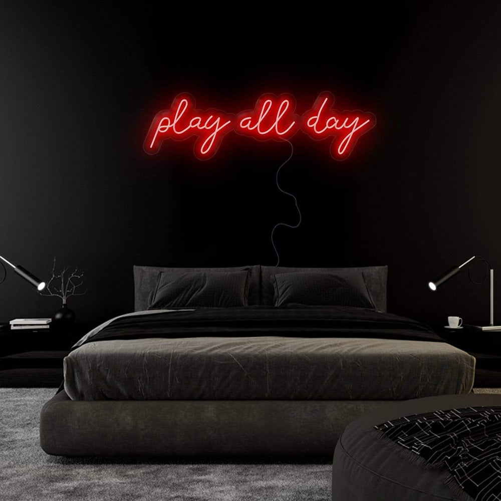 "Play All Day" Neonschild Sign Schriftzug - NEONEVERGLOW