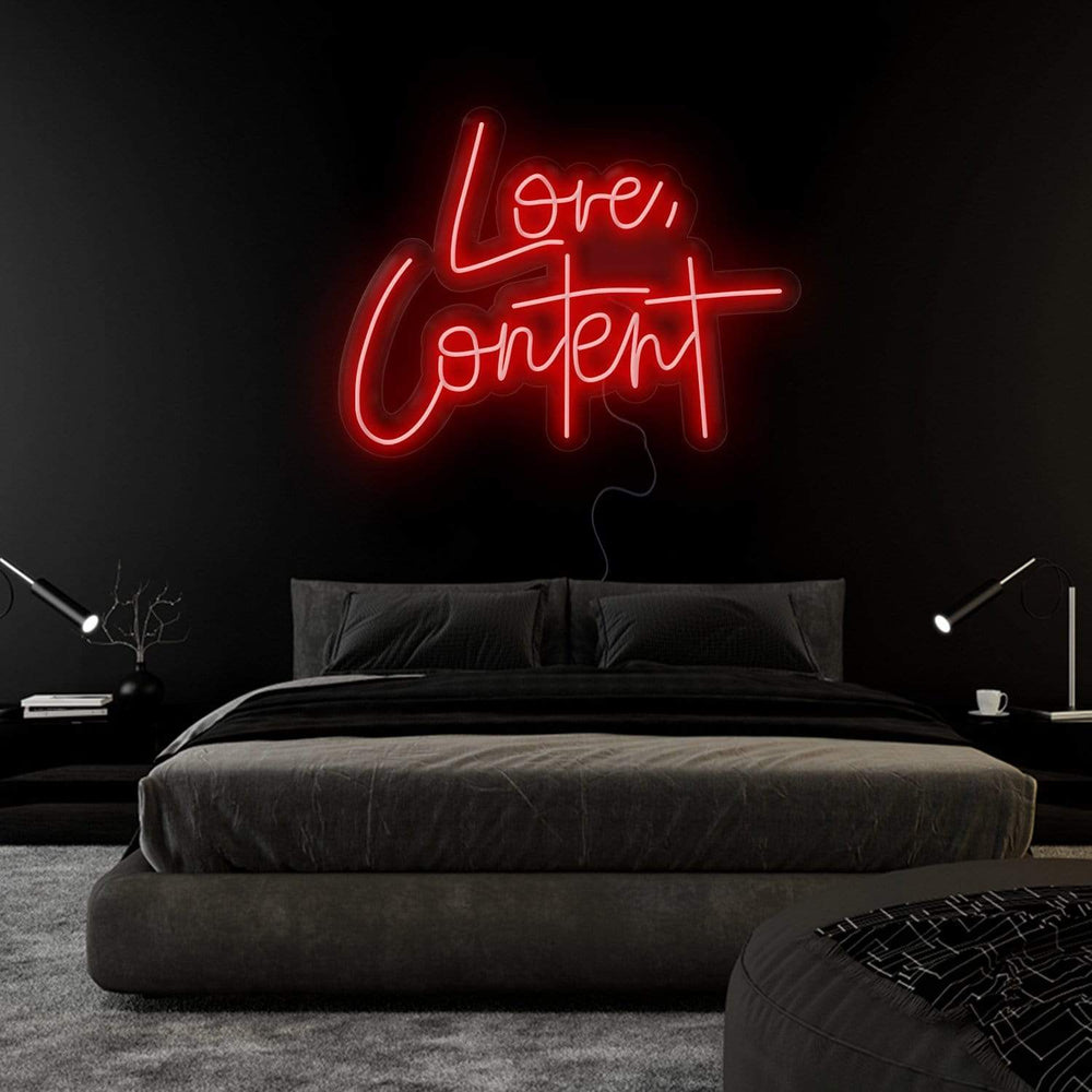 "Love,Content" Neonschild Sign Schriftzug - NEONEVERGLOW