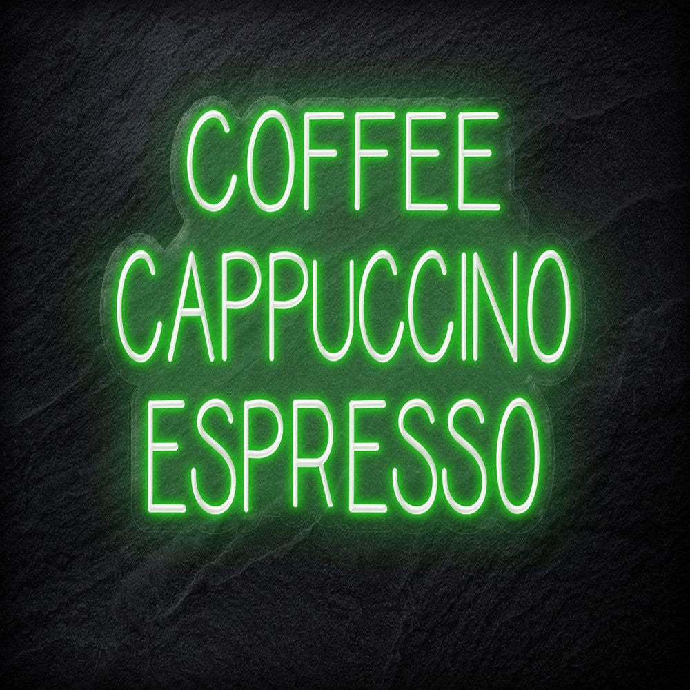 "Coffee Cappuccino Espresso" Neon Schriftzug - NEONEVERGLOW