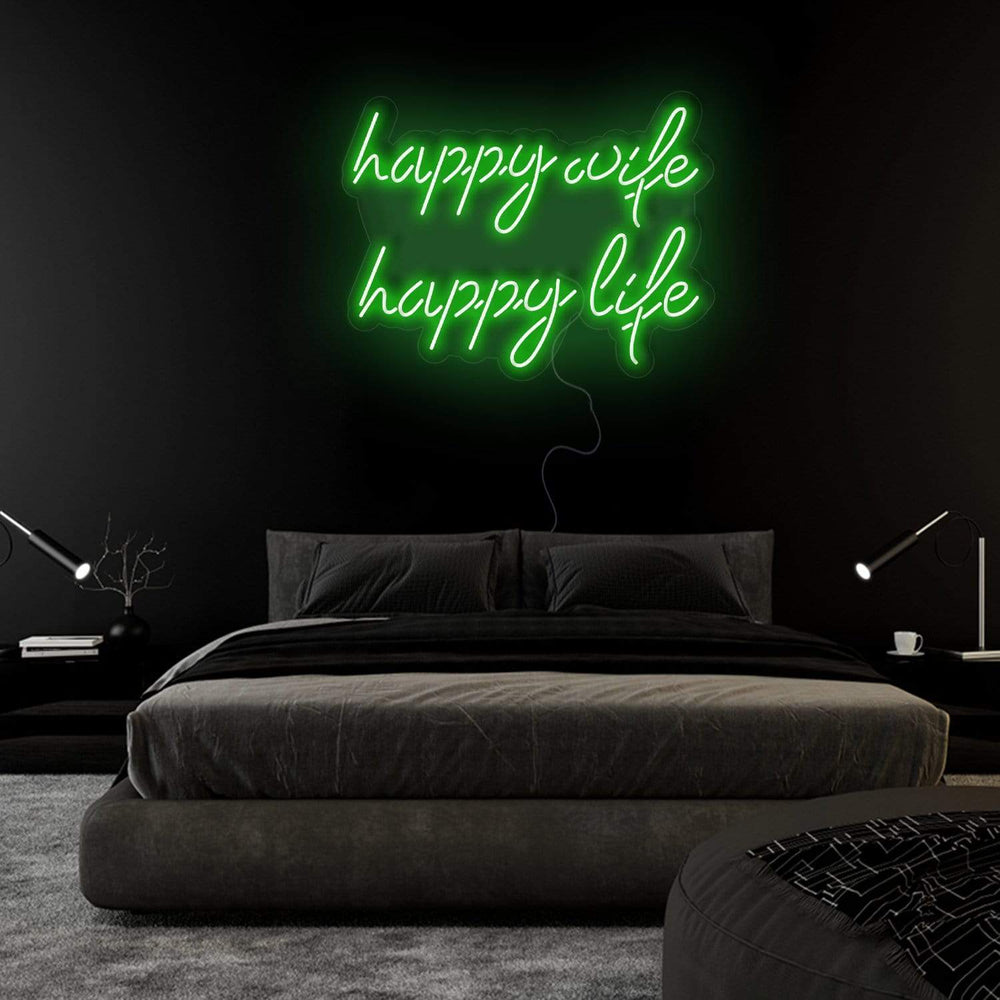 "Happy Wife Happy Life" Neonschild Sign Schriftzug - NEONEVERGLOW