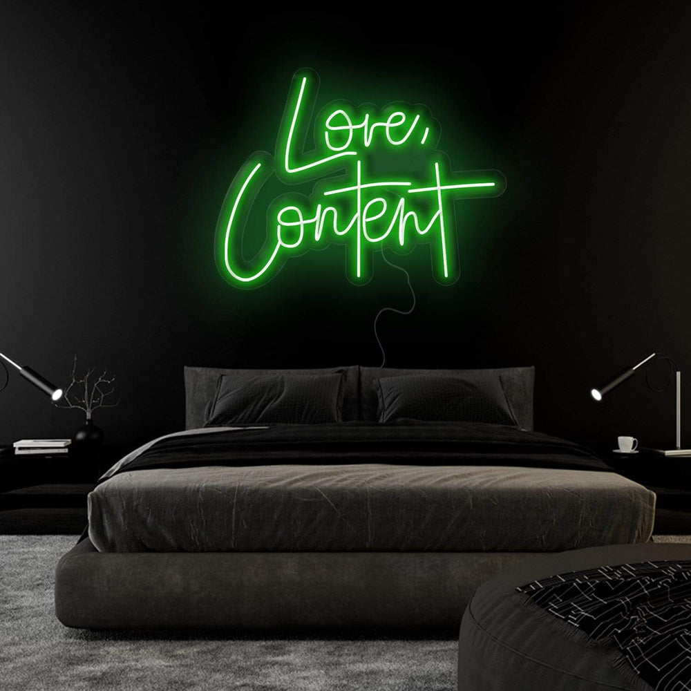 "Love,Content" Neonschild Sign Schriftzug - NEONEVERGLOW