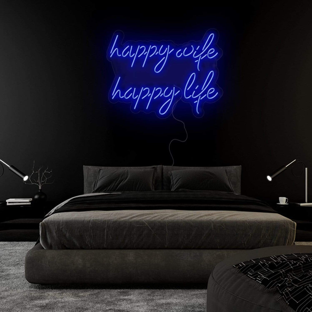 "Happy Wife Happy Life" Neonschild Sign Schriftzug - NEONEVERGLOW