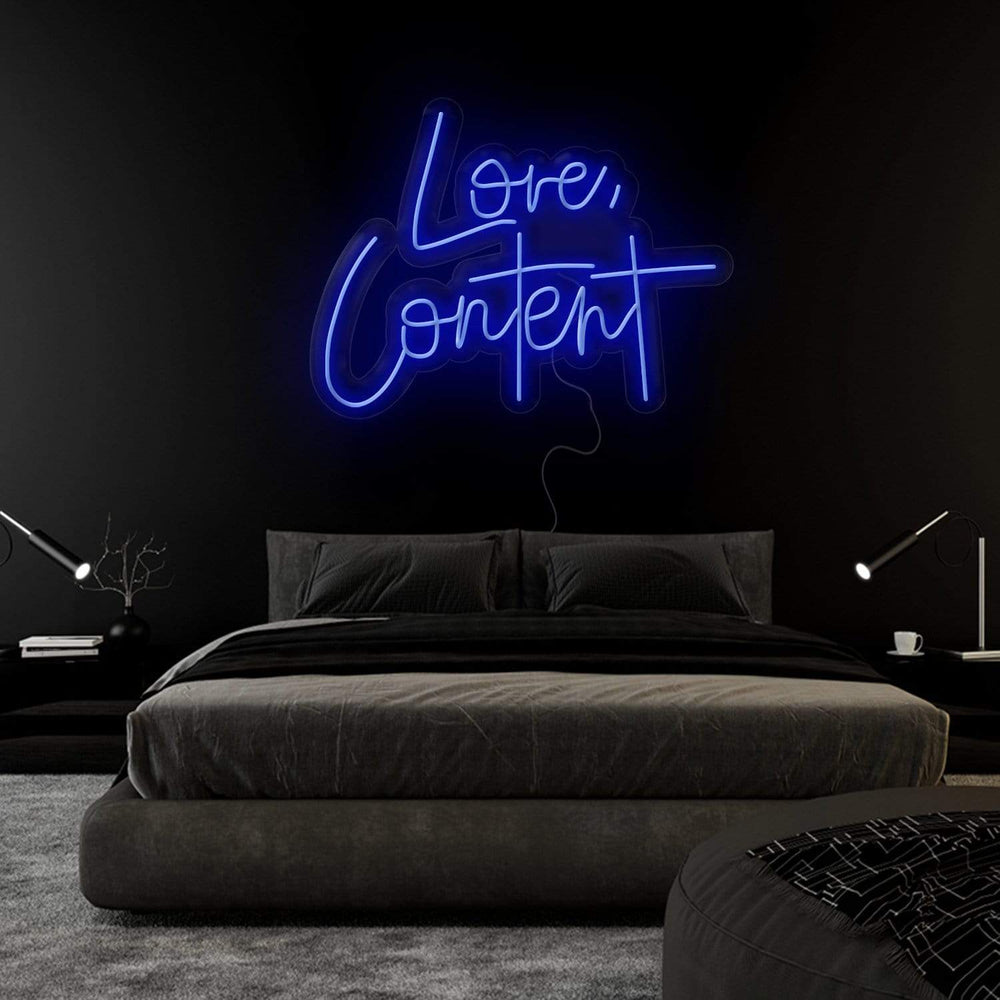 "Love,Content" Neonschild Sign Schriftzug - NEONEVERGLOW