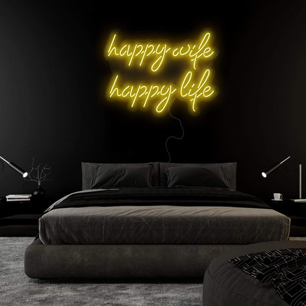 "Happy Wife Happy Life" Neonschild Sign Schriftzug - NEONEVERGLOW