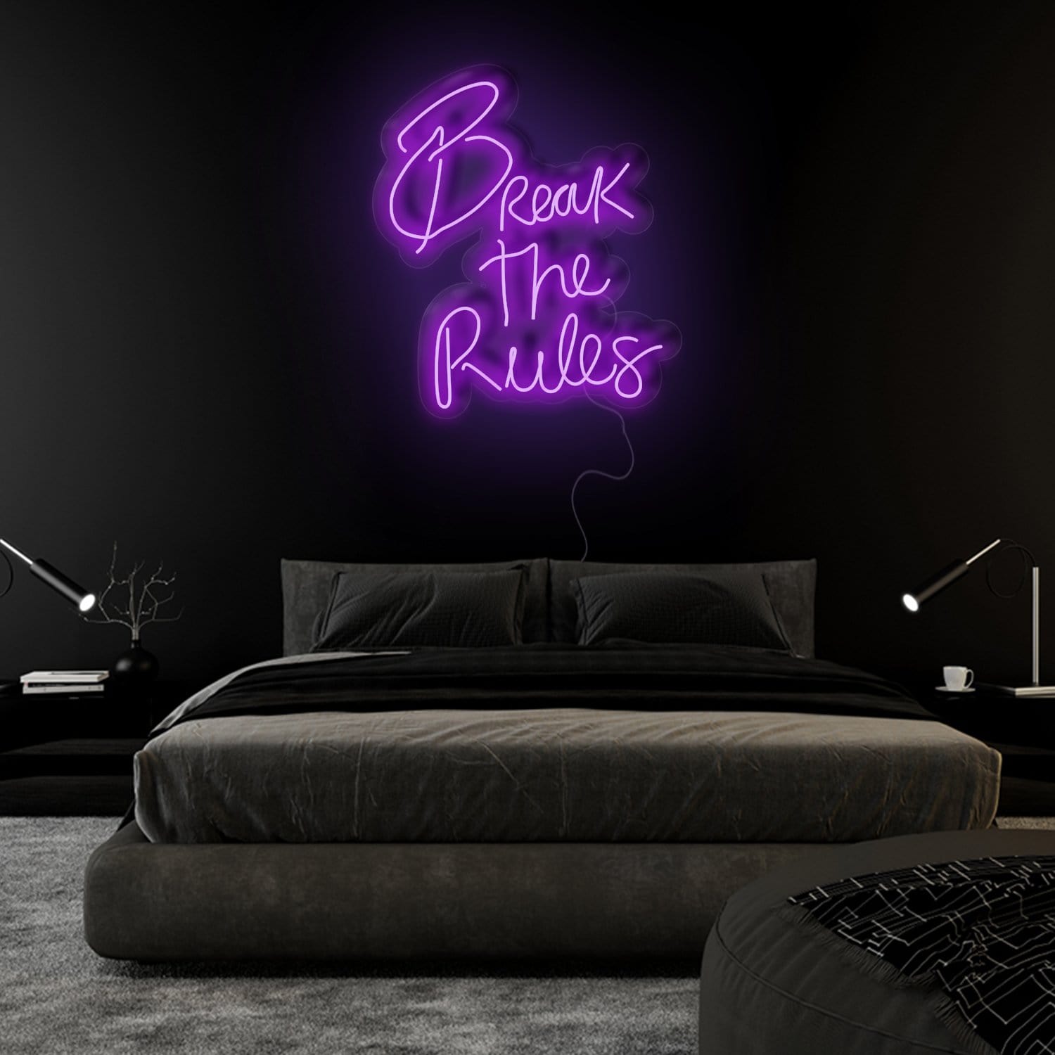 "Break The Rules" LED Neonschild Sign Schriftzug - NEONEVERGLOW