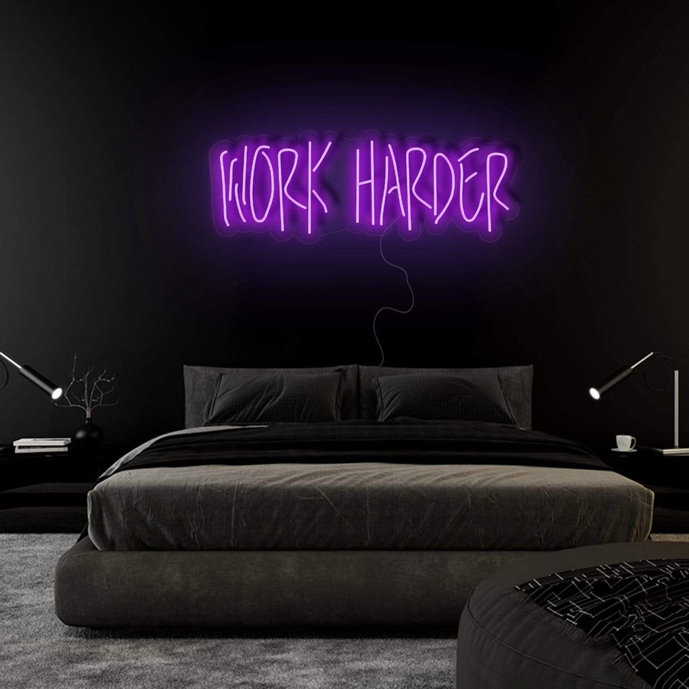 "Work Harder" Neon Sign Schriftzug - NEONEVERGLOW