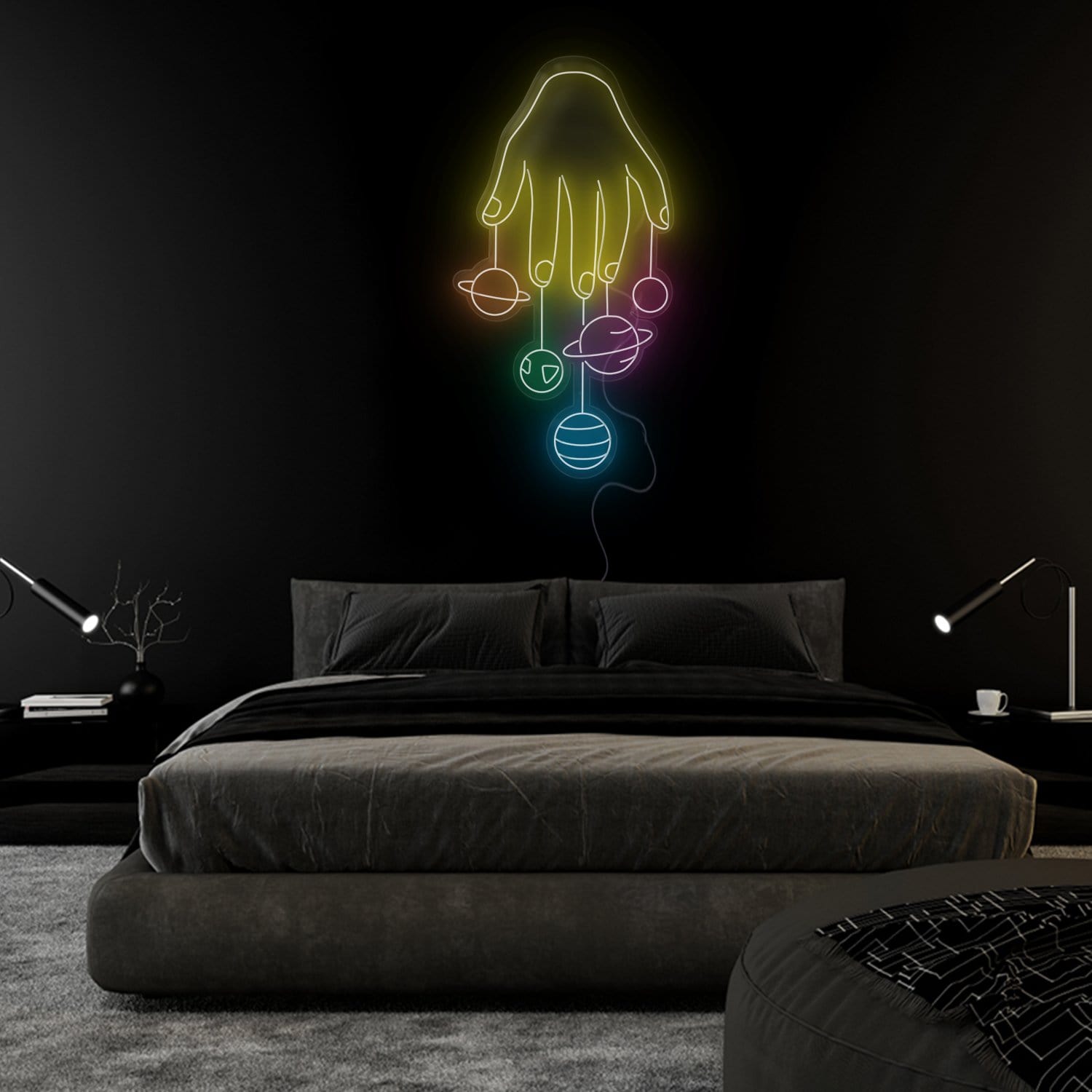 "Welt Hand" LED Neonschild Sign - NEONEVERGLOW