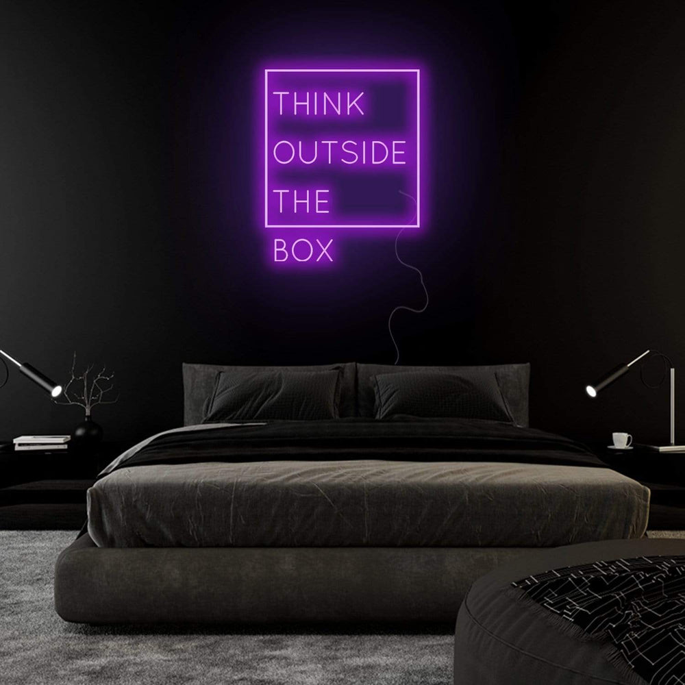 "Think Outside The Box" Neonschild Sign Schriftzug - NEONEVERGLOW