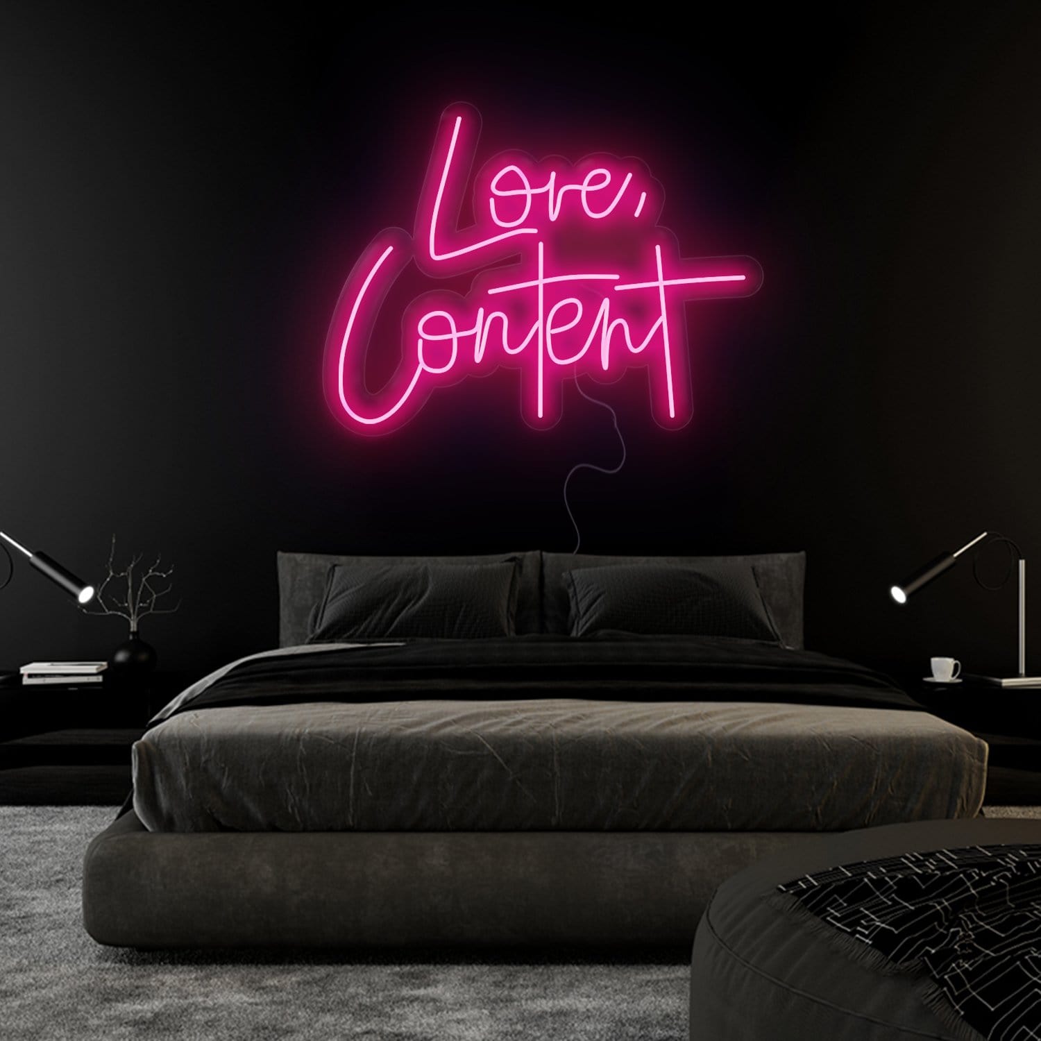 "Love,Content" LED Neonschild Sign Schriftzug - NEONEVERGLOW