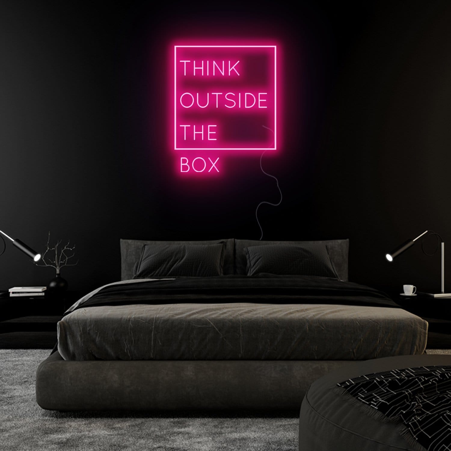 "Think Outside The Box" LED Neonschild Sign Schriftzug - NEONEVERGLOW