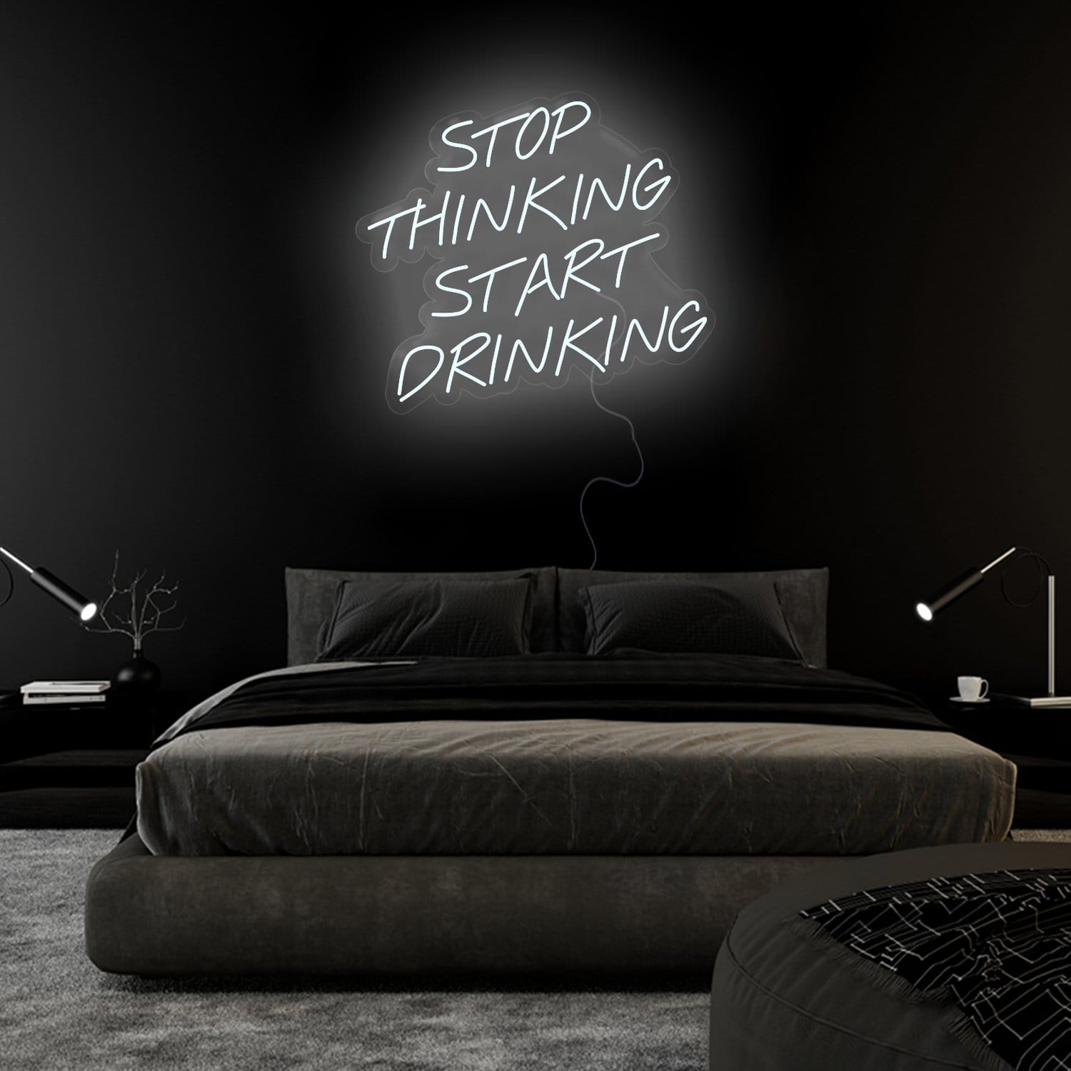 "Stop Thinking Start Drinking" LED Neon Sign Schriftzug - NEONEVERGLOW