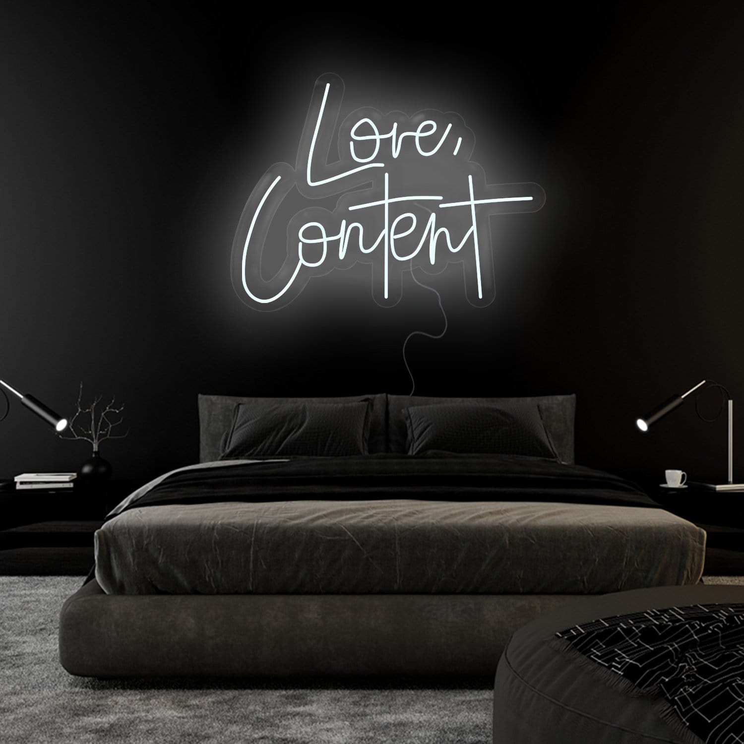 "Love,Content" LED Neonschild Sign Schriftzug - NEONEVERGLOW