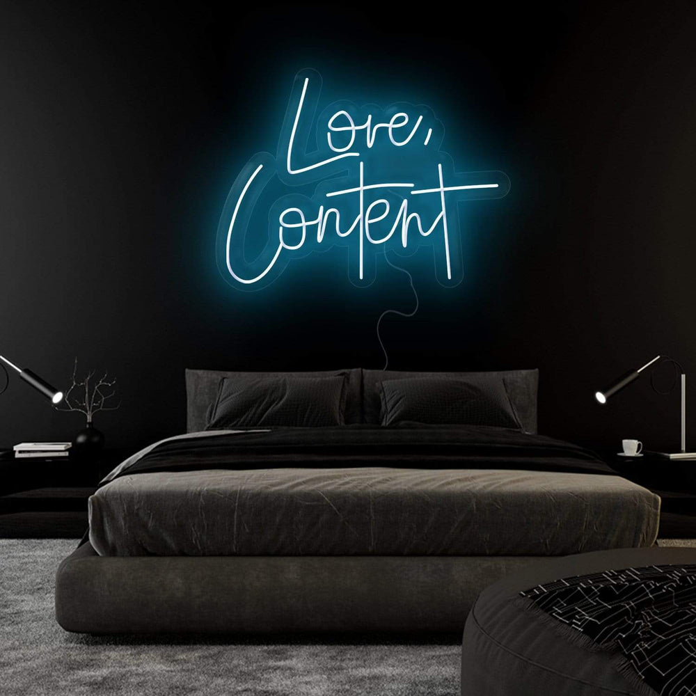 "Love,Content" Neonschild Sign Schriftzug - NEONEVERGLOW