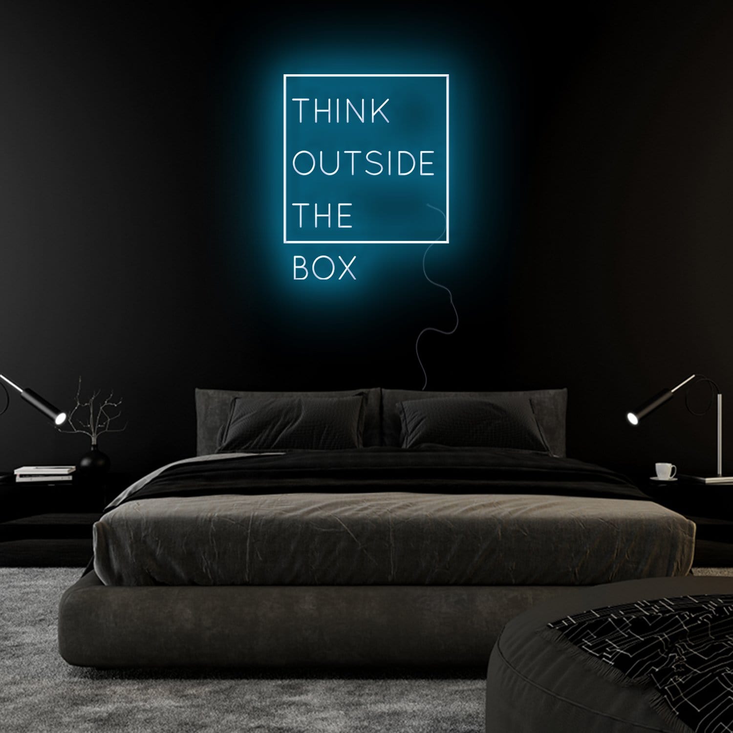 "Think Outside The Box" LED Neonschild Sign Schriftzug - NEONEVERGLOW
