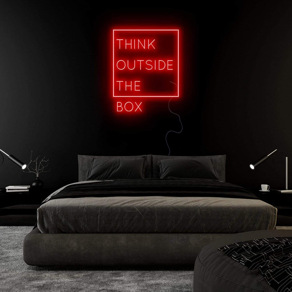 "Think Outside The Box" Neonschild Sign Schriftzug - NEONEVERGLOW