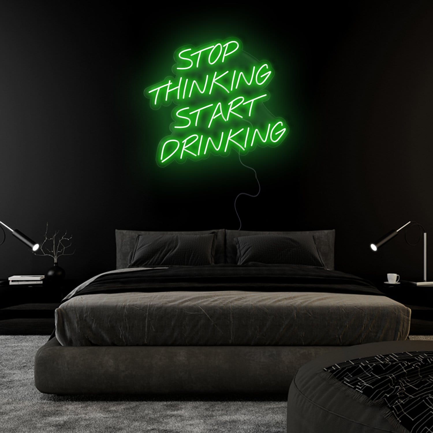 "Stop Thinking Start Drinking" LED Neon Sign Schriftzug - NEONEVERGLOW