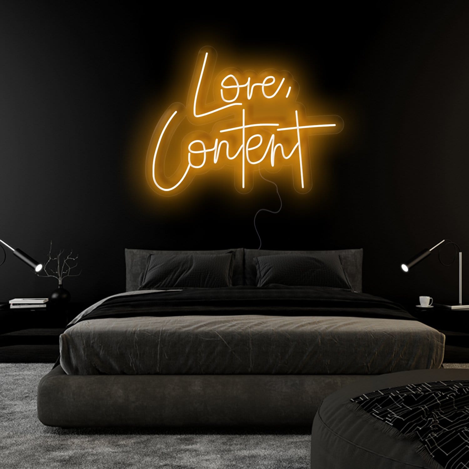 "Love,Content" LED Neonschild Sign Schriftzug - NEONEVERGLOW