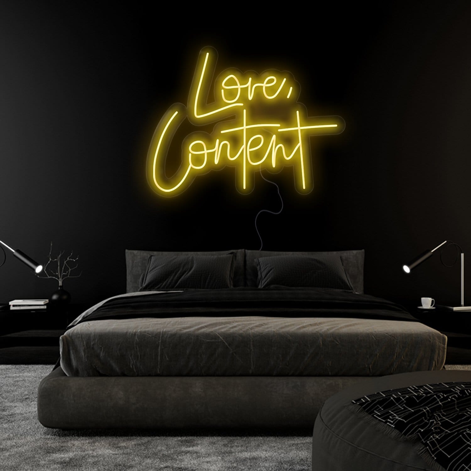 "Love,Content" LED Neonschild Sign Schriftzug - NEONEVERGLOW