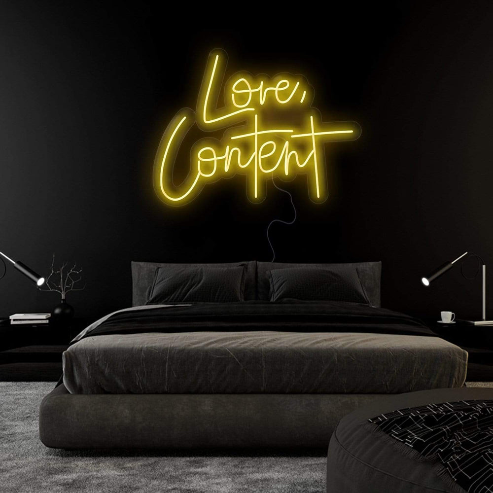 "Love,Content" Neonschild Sign Schriftzug - NEONEVERGLOW