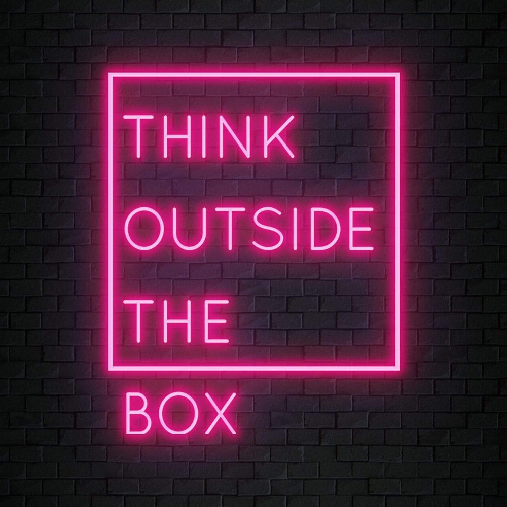 "Think Outside The Box" Neonschild Sign Schriftzug - NEONEVERGLOW