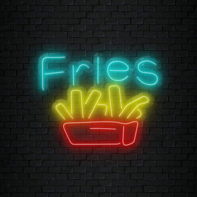"Fries Pommes " Neonschild Sign Schriftzug - NEONEVERGLOW